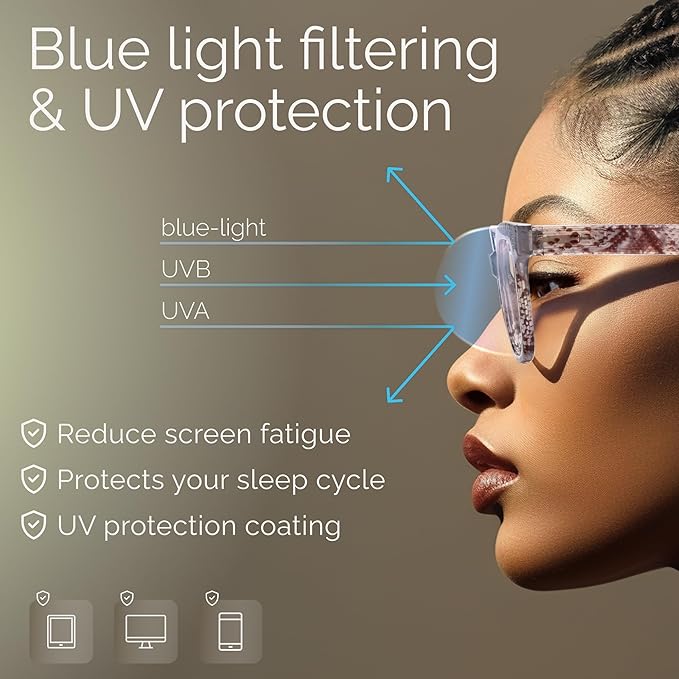 miyya Blue Light Glasses for Women & Men – Oversized UV & Blue Light Blocker Chunky Frames, Stylish Eyewear Accessories