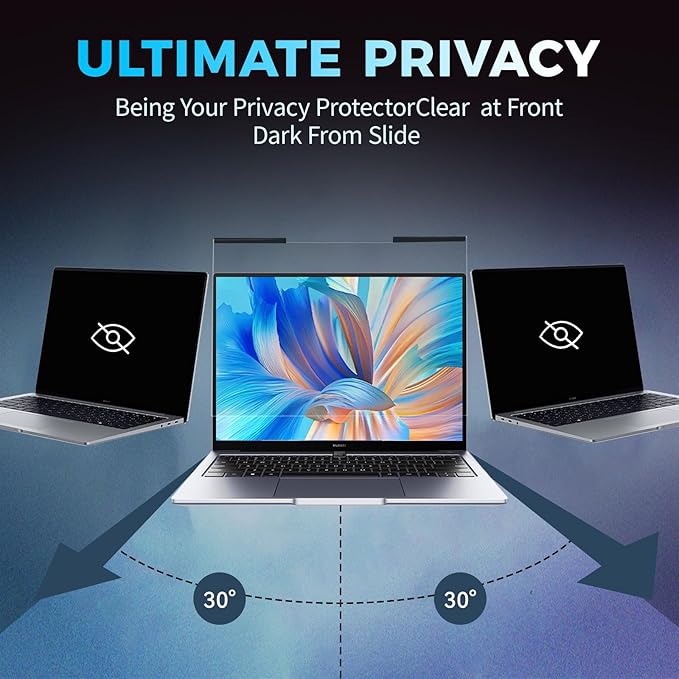 Magnetic Laptop Privacy Screen Filter 14 inch for 16:10 Widescreen Computer Monitor, Removable Anti Blue Light Privacy Shield, Anti-Glare Protector