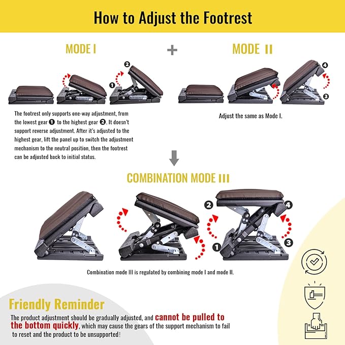 Foot Rest for Under Desk at Work Enlarged, Ergonomic Footrest with Adjustable Height and Angle, Foldable Foot Stool with Removable Pad Massage Beads for Office Gaming Chair Brown