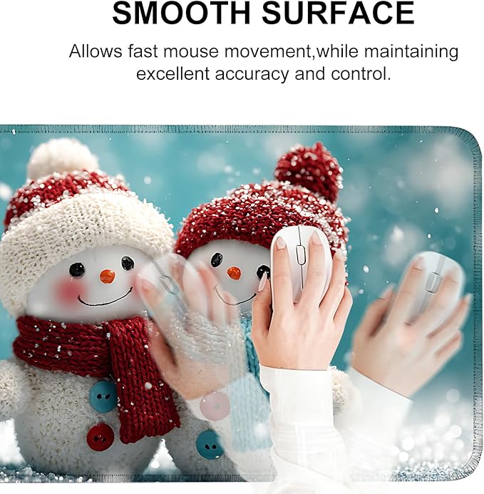 Mouse Pad, Large Anti-Slip with Stitched Edges Desk Mat Desktop Laptop Computer Desk Keyboard Mat,Table Protector Blotter Mat (Two Snowman, 31.5" x 11.8")