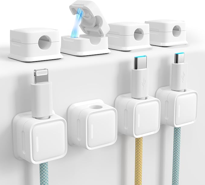 Cord Organizer Holder, 8 Pack Magnetic Desk Cable Clips Management, Hide Phone Charging Cable Keeper, Strong Adhesive Wire Charger Holder for Nightstand, Kitchen Appliances, Office Supplies - Image 8