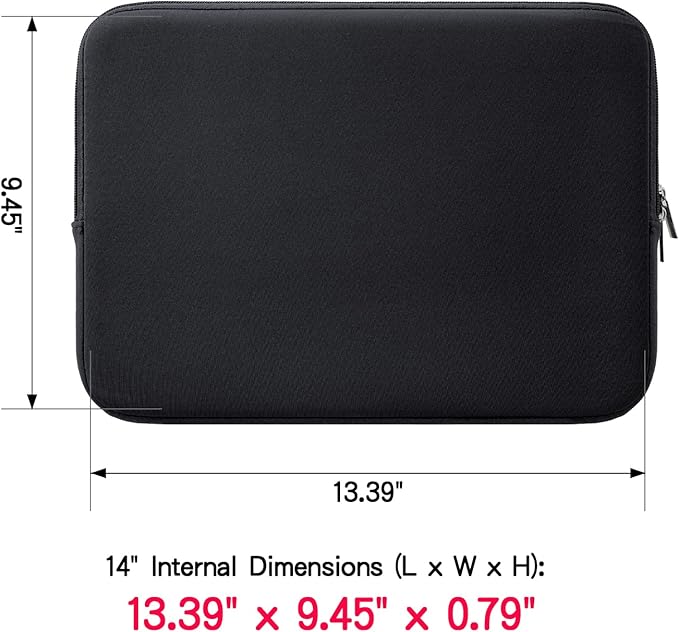 RAINYEAR 14 Inch Laptop Sleeve Case Protective Soft Padded Zipper Cover Carrying Computer Bag Compatible with 14“ Chromebook Computer Notebook for Dell HP ThinkPad Lenovo Acer(Black)