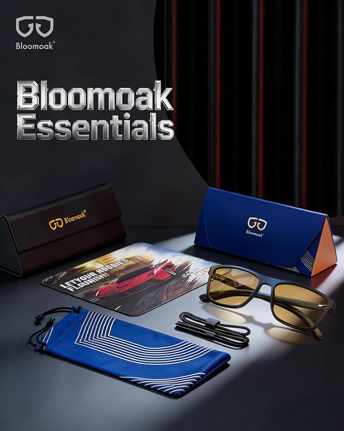 Bloomoak 100% Red Lens Blue Green Light Blocking Glasses- Dual AR Coatings Sleep Glasses Before Bed - Anti Glare, Fatigue