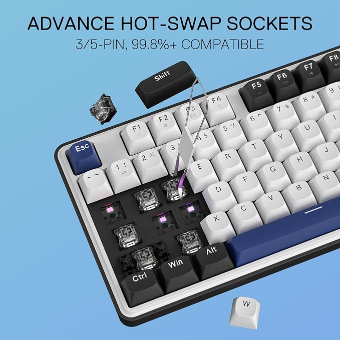 Redragon K689 Wired Gasket RGB Gaming Keyboard, 108 Keys Mechanical Keyboard w/Extra 4 Hotkeys, Upgraded Hot-swappable Socket, 3-Layer Noise Dampening, Mixed Color Keycaps, Custom Linear Switch