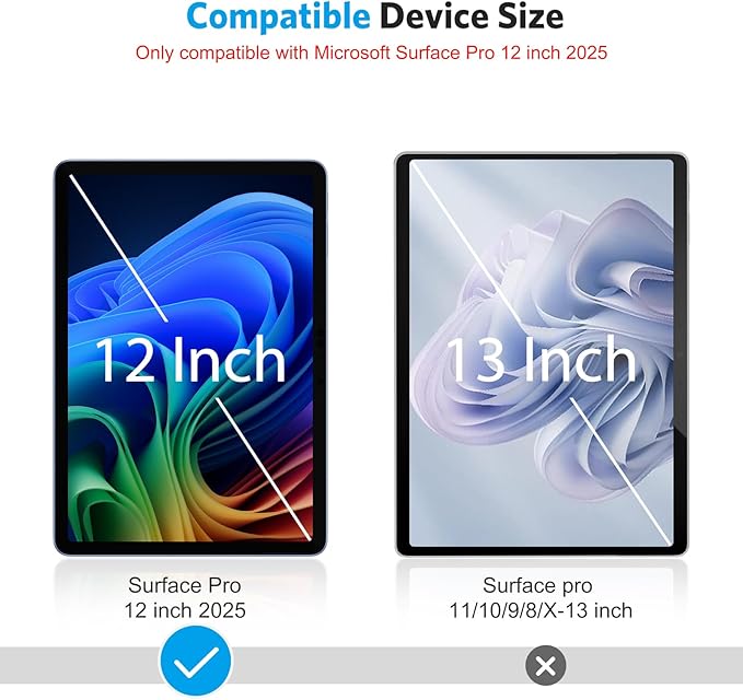 OMOTON Screen Protector for Microsoft Surface Pro 12 inch 2025, Tempered Glass/Case Friendly/Surface Pen Compatible, 2 Pack