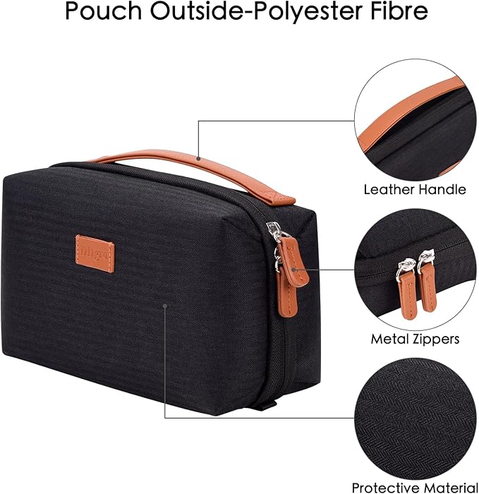 DDgro Electronics Organizer Travel Pouch - Perfect Accessory Bag for Electronics, MacBook Charger & Cords, Cables, Hard Drive (Black-Brown)