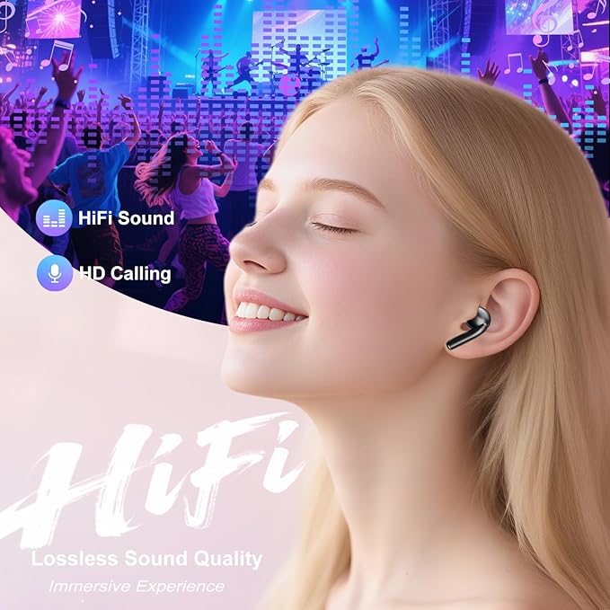 Wireless Earbuds, Earphones Wireless Bluetooth 5.4 In Ear Headphones, 40H Hifi Sound ANC Noise Canceling Earbuds, Touch Screen Ear Buds Multifunctional Headsets for Android/IOS Work Gym Sports (Black)
