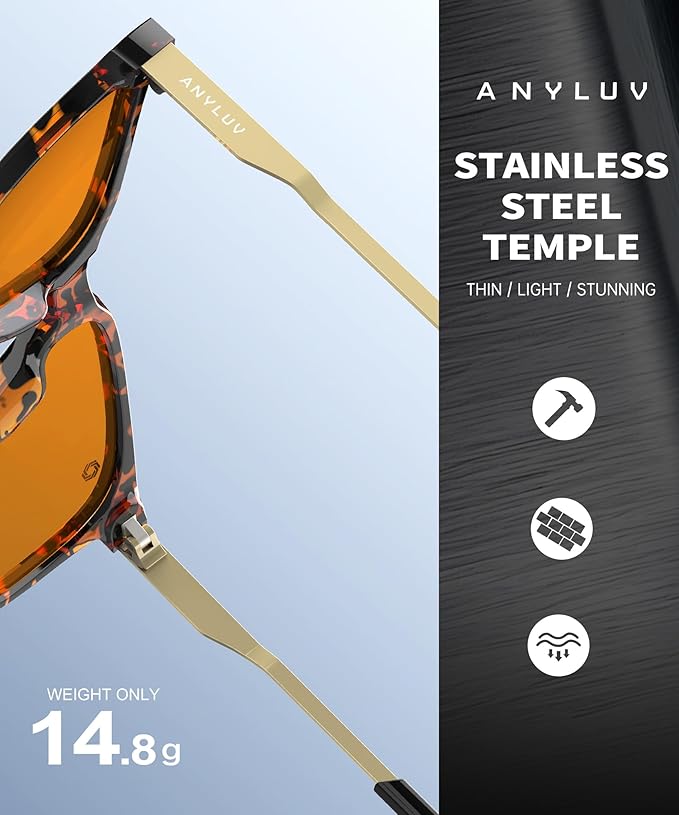 ANYLUV Blue Light Glasses for Men, Lightweight Computer Gaming Glasses, Stylish Anti Eyestrain Blue Light Blocking Men