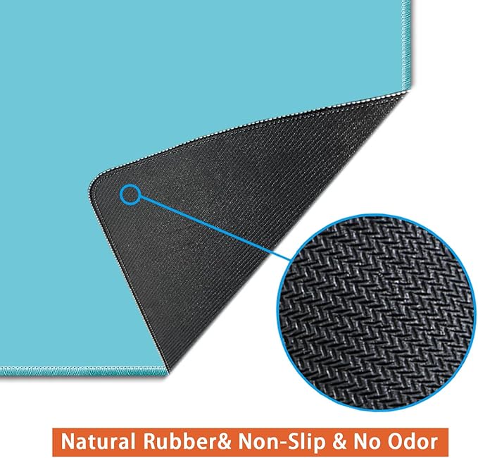 Large Mouse Pad, Non-Slip Desk Blotter, Office Desk Mat, Desk Pad Protector, Laptop Desk Pad, Desk Writing Pad for Office and Home, Cyan, 31x12 inch