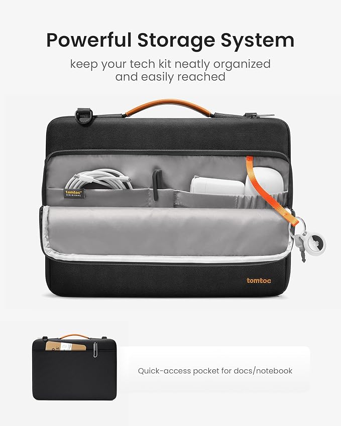 tomtoc 360 Protective Laptop Shoulder Bag for 13-inch MacBook Air M5/A3449(2026), M4/A3240, M3/A3113, M2/A2681, M1/A2337, Macbook Neo & Pro M2/M1, Water-Resistant Laptop Accessory Carrying Case Sleeve