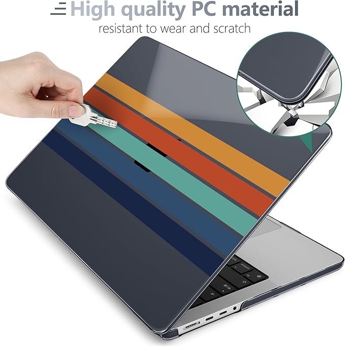 Batianda for MacBook Pro 14 Inch Case 2026-2021 Release M5 M4 M3 M2 M1 Pro/Max, 1.2mm Slim Graphic Hard Shell Cover with Keyboard Cover, Screen Protector 4-in-1 Bundle, Black Stripes