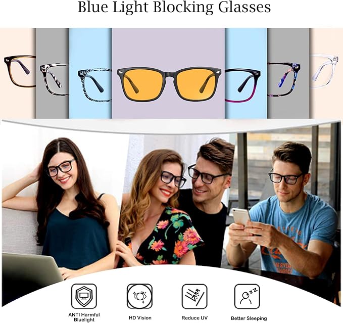 MAXJULI Blue Light Blocking Glasses,Computer Reading/Gaming/TV/Phones Glasses for Women Men(Gaming Lens)