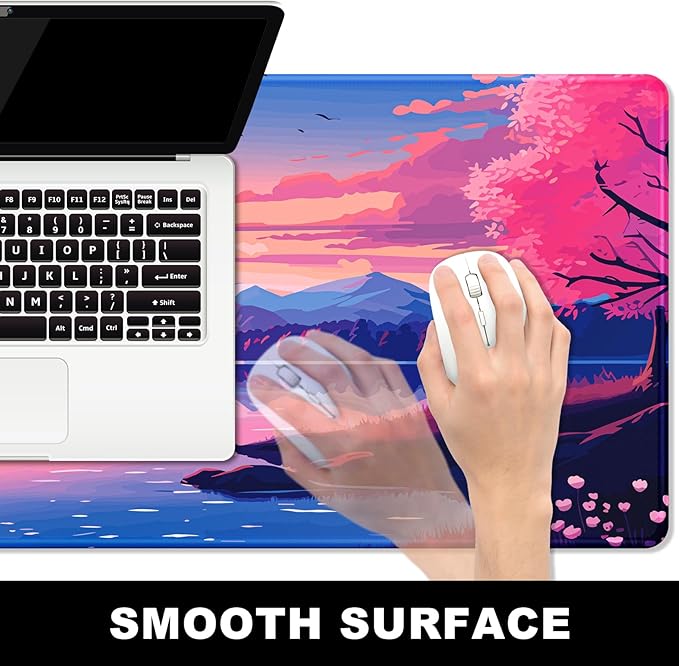 BOSOBO Large XXL XL Extended Gaming Mouse Pad - Desk Mat for Office & Home, Long Keyboard Mat, Desktop Full Cover 35.5 x 15.7 Inches, Anime Tranquil
