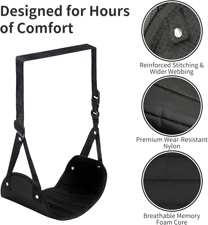 Airplane Foot Rest Hammock for Flight, Adjustable Foot Rest Under Desk, Portable Wide Foot Support for Long Trips & Office, Travel Essentials, Best Airplane Gadgets & Travel Gifts (1 PC)
