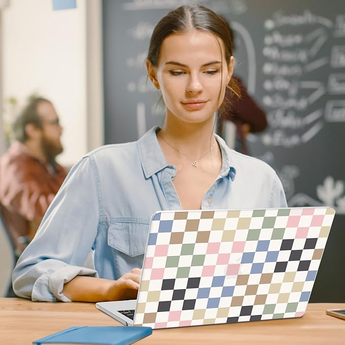 G JGOO Compatible with MacBook Air 13 inch Case 2026 2025-2022 M5 A3449 M4 A3240 M3 A3113 M2 A2681, Hard Shell for MacBook Air 13.6 inch Case + Keyboard Cover + Screen Protector, Colorful Checkered