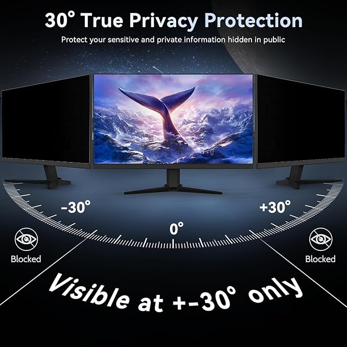 32 Inch Computer Privacy Screen Filter for 16:9 Widescreen Monitor, Removable Eye Protection Anti Glare Blue Light Filter Privacy Shield, Anti Scratch Anti Spy Screen Protector Film 32 in