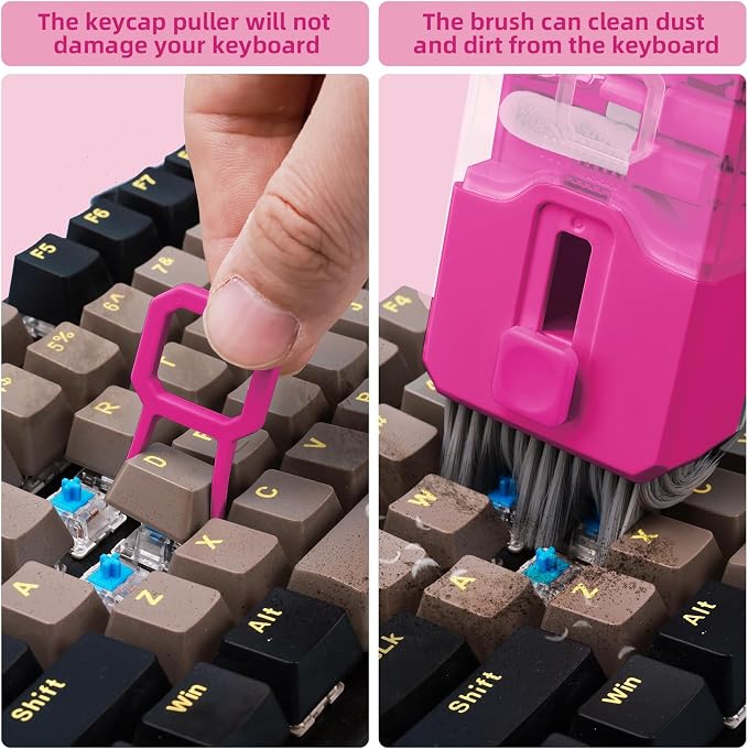 Ordilend Keyboard Cleaner Laptop Cleaning Kit, Car Accessories for Women Interior, Desk Accessories Office Supplies for Women, Patented Camera Cleaning Kits, HotPink - Image 4
