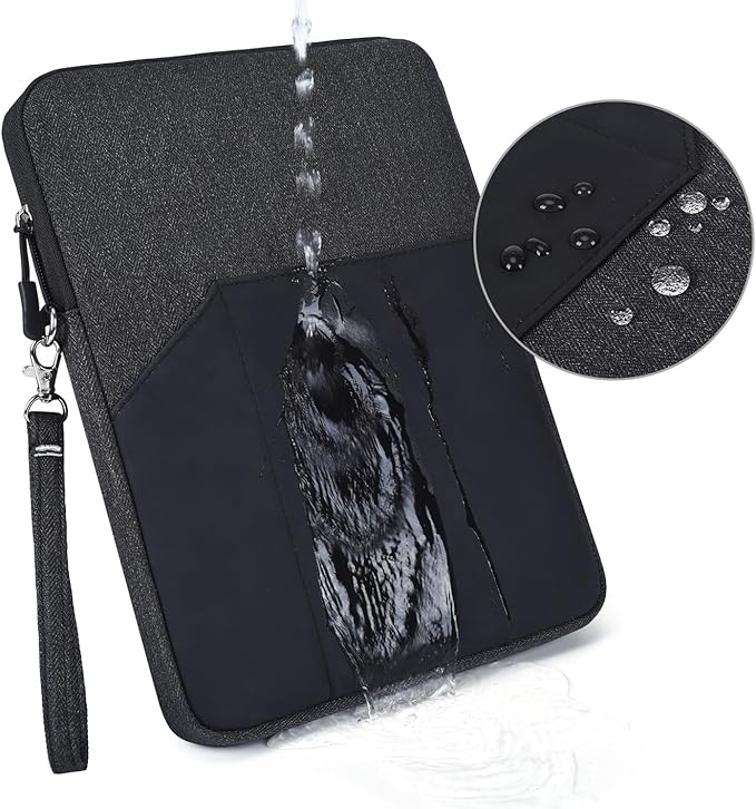 CAAORDKSO 7-8 Inch Tablet Sleeve Bag, Waterproof iPad Pouch Cover Case for iPad mini (A17 Pro) 8.3" 2024, iPad mini 6/5/4/3/2/1, Samsung Galaxy Tab S2 8.0, Galaxy Tab A 8.0, ZenPad Z8s 7.9, Black - A