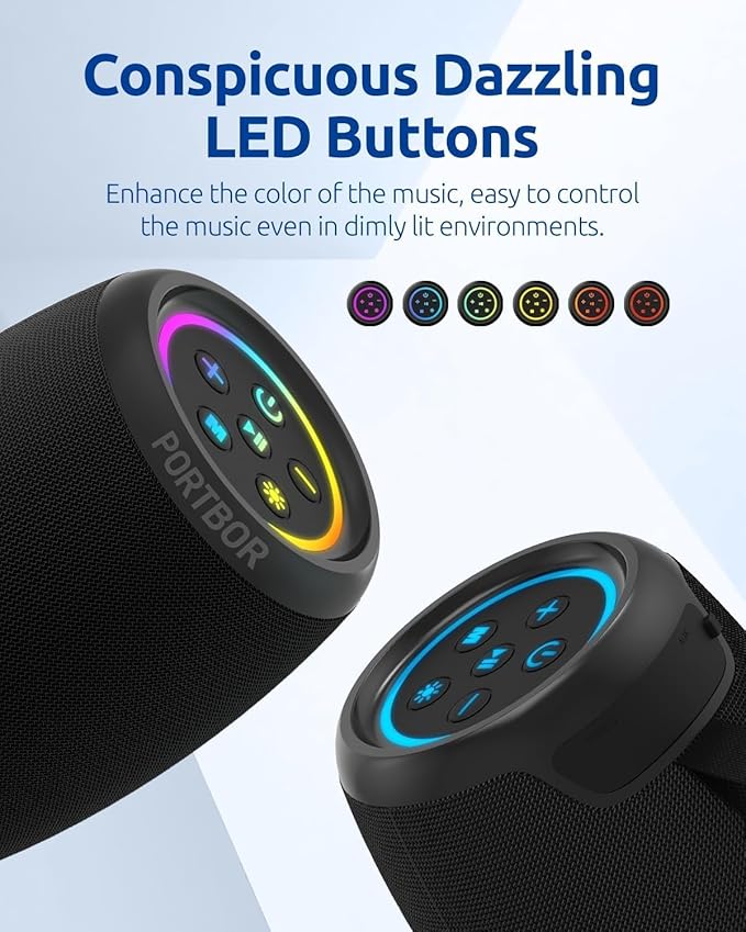 Bluetooth Speaker, Portable Wireless, Powerful Stereo Sound, IPX5 Waterproof, 15H Playtime, BT5.3, TWS Surround Pairing, Electronics Gadgets for Outdoor/Home/Party/Travel/Beach/Shower, Birthday Gifts