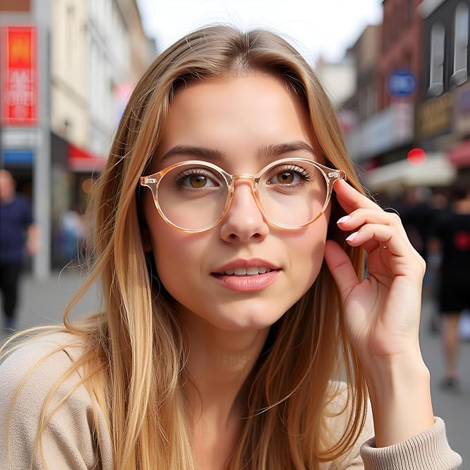 HJSTES Vintage Blue Light Glasses for Women Men Round Bluelight Blocking Glasses Thick TR90 Frame Eyeglasses