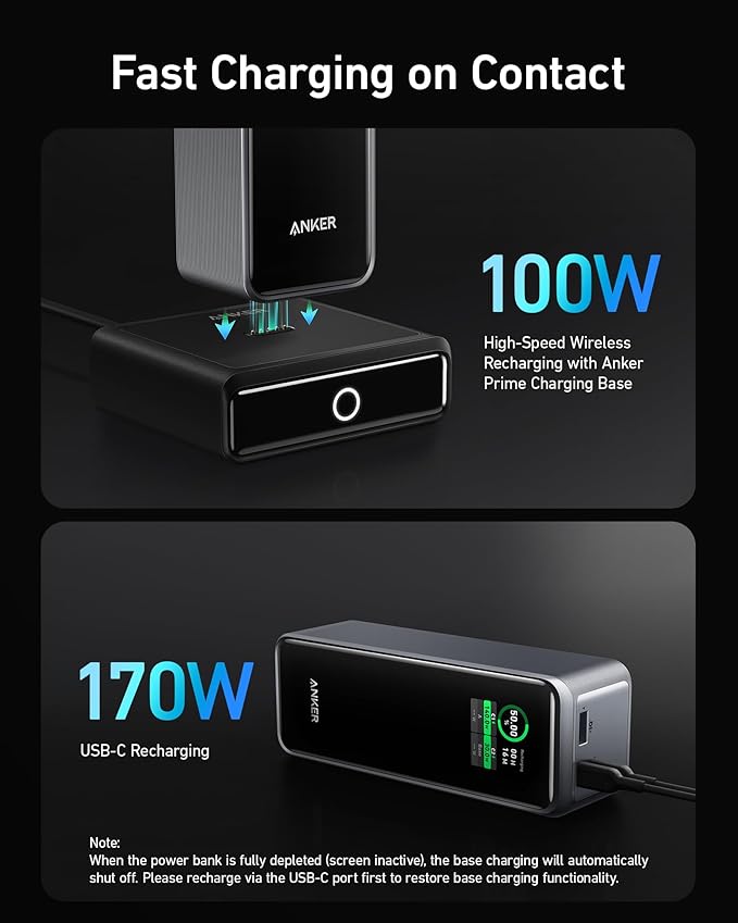 Anker Prime Power Bank, 27,650mAh 3-Port 250W Portable Charger for Travel, TSA-Approved, Smart App, for MacBook Pro/Air, iPhone 16/15/14 Series, Samsung, Laptops, and More