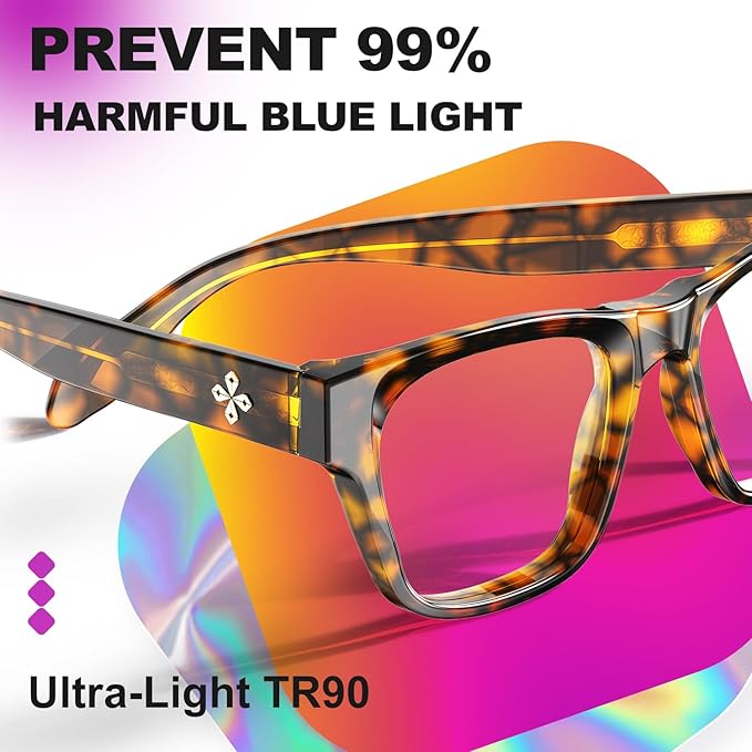 VISOONE Square Blue Light Blocking Glasses TR90 Clear Lens for Women Men BONA