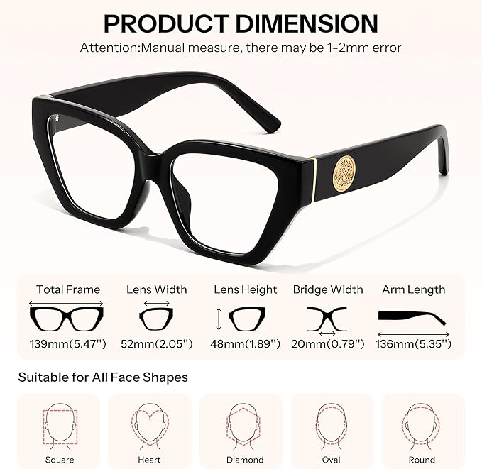 FEISEDY Women Cat Eye Blue Light Blocking Glasses Trendy Cateye Design for Daily Wear B0350