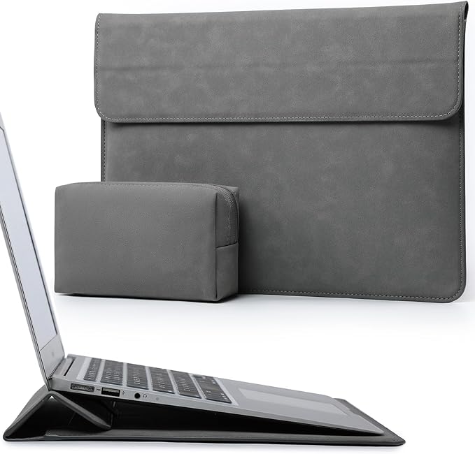 HYZUO 13 Inch Laptop Case Sleeve with Stand for 2026-2018 MacBook Air 13 M5 M4 M3 M2 M1, 2026 13" MacBook Neo, 2026-2016 MacBook Pro 13 M2 M1, iPad Pro/Air 13, Surface Pro 12-3, XPS 13, Dark Gray