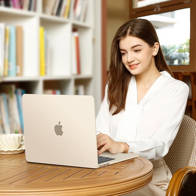 MOSISO Compatible with MacBook Air 13 inch Case M5 2026 M4 2025 M3 M2 2024-2022 A3449 A3240 A3113 A2681,Hard Shell&Keyboard Cover&Screen Film&Pouch for MacBook Air 13.6 inch Case, Starlight