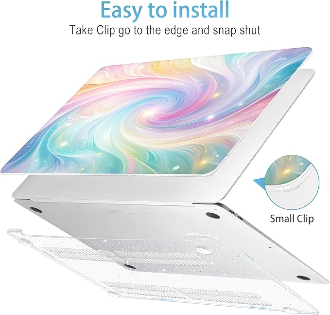 Mektron Case for MacBook Air 13 inch M1 A2337 A2179 A1932,Hard Cover 2018-2021 Air 13-inch with Touch ID, Exclusively Designed Protective Shell with Keyboard Skin+Screen Protector, Colors Swirls