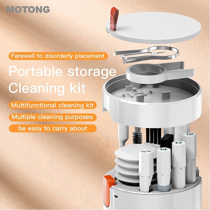 MOTONG Cellphone Cleaning Kit, Laptop Cleaning Kit,20 in 1 Mutifunctional Cleaner Tools Kits for AirPods Camera PC (White) - Image 3