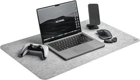 DELTAHUB - Minimalistic Felt Desk Protective Pad, Anti-Fray, Anti-Slip, Easy to Clean, Easy Glide, Long Lasting, Sleek Design, Comfortable, Resistant, Desk Mat, PC, Mac, Laptop - Large (18x32inch)
