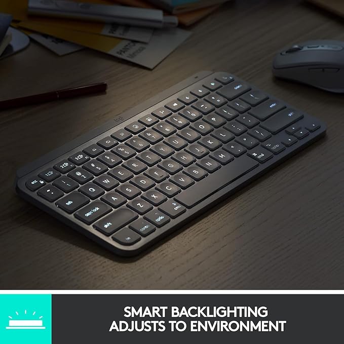 Logitech MX Keys Mini Minimalist Wireless Illuminated Keyboard, Compact, Bluetooth, Backlit, USB-C, Compatible with Apple macOS, iOS, Windows, Linux, Android, Metal Build - Graphite
