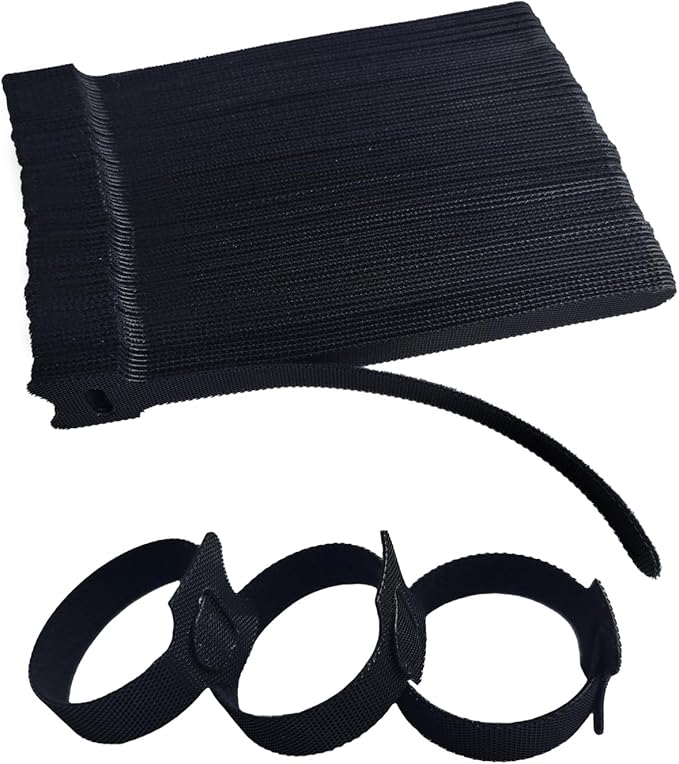 100 PCS 6 Inches Black Reusable Cable Ties, Adjustable Cord Straps, Cable Organizer, Cord Wrap and Hook Loop Cords Management by Unknown