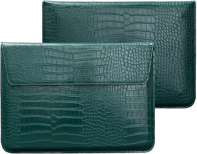 Laptop Sleeve for 2022-2026 MacBook Air 13.6 inch M5 A3449 M4 A3240 M3 A3113 M2 A2681 Neo 13 A3404 Air 13 2021-2018 PU Leather Flap Style Case Notebook Bag for Mac Pro 13 2022-2016, Green