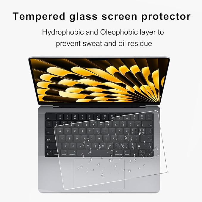 2Pack- 9H Hardness Tempered Glass 15" Screen Protector for Apple 2026-2023 MacBook Air 15.3 inch (Model: A3241 A3114 A2941) Laptop with M5 M4 M3 M2 Chip 15.3 inch Laptop, Bubble Free, Ultra Thin, Anti Scratch