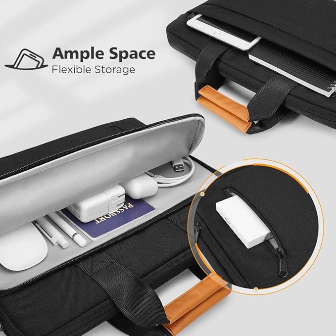 KIZUNA Laptop Bag Case 13.3 Inch Computer Shoulder Messenger Sleeve Briefcase for 13" MacBook Air/MacBook Pro 14 M2 Pro/M1 MAX/14 Lenovo ThinkPad X1 Carbon/IdeaPad Flex 5i /Huawei,Black
