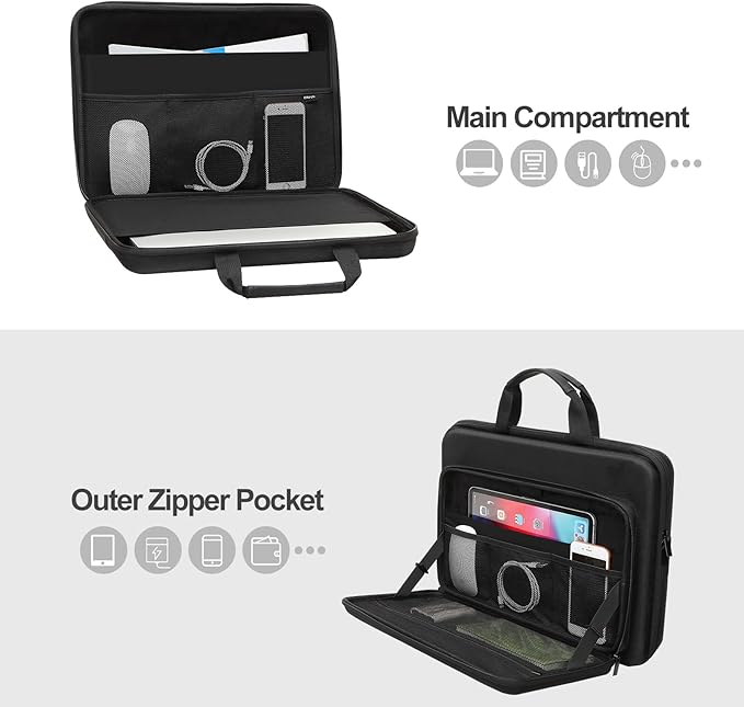 MOSISO 17-17.3 inch Laptop Hard Case, 17 inch Shockproof Waterproof Laptop Case Hard Shell Compatible with MacBook HP Dell, Carrying Sleeve Computer Bag with Sturdy Handle&Front Pocket&Belt, Black