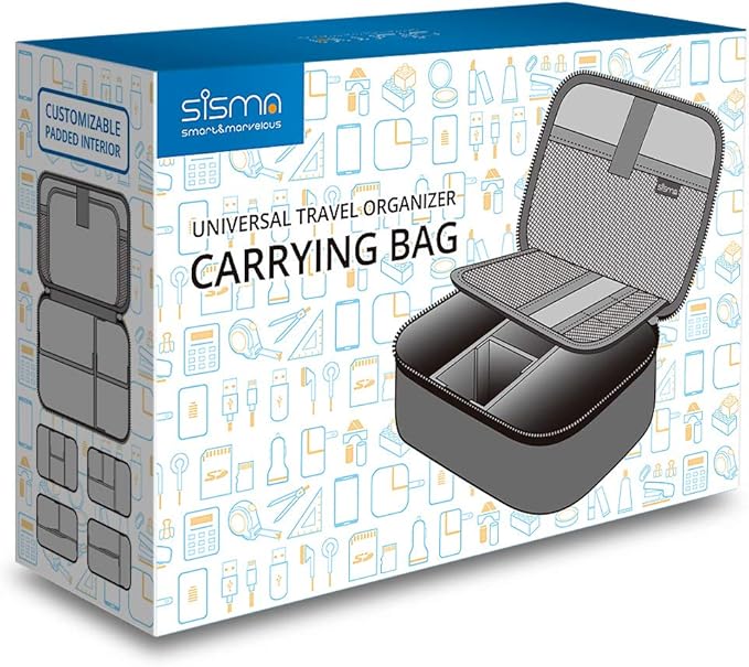 sisma Travel Electronics Organizer Small Carrying Case for Cables Phone Chargers USB Plugs Power Cords Earbuds Adapter Tech Accessories Pouch -Special Edition