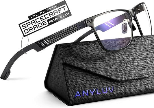 ANYLUV Blue Light Blocking Glasses Men Computer Gaming Glasses Lightweight Al-Mg Metal Anti Eyestrain Eye Protection