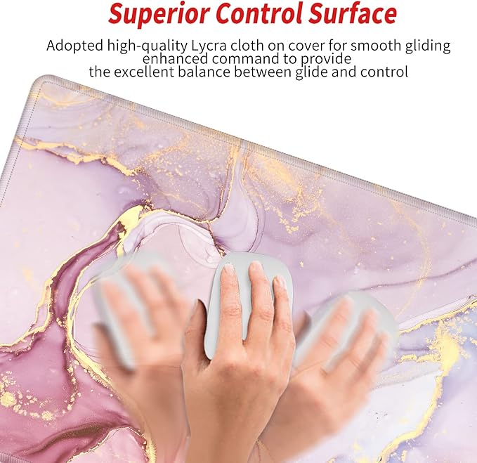 Gaming Mouse Pad Giant 48x24 Desk Mat Oversized Large Mousepad Jumbo Huge Desk Pad Pink Marble Protector Mat XXXL Non Slip Computer Mat for Wireless Desktop Work