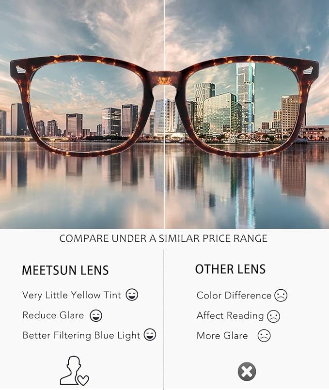 MEETSUN Blue Light Blocking Glasses Women Men, Anti Eye Strain Headache (Sleep Better),Computer Glasses UV400 Lens (Tortie)
