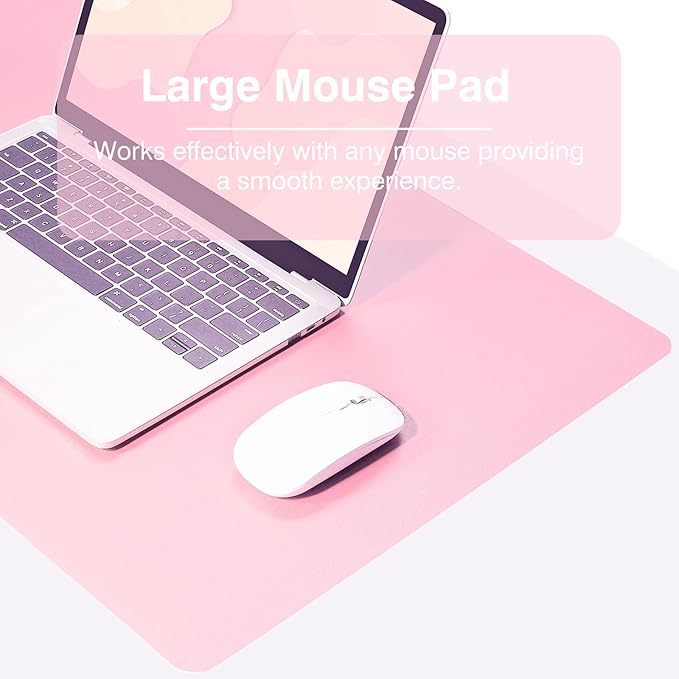 TOWWI Dual Sided Desk Pad, Large Desk Mat, Waterproof Desk Blotter Protector Mouse Pad, Leather Desk Pad Large for Keyboard and Mouse (36" x 17", Blue/Pink)