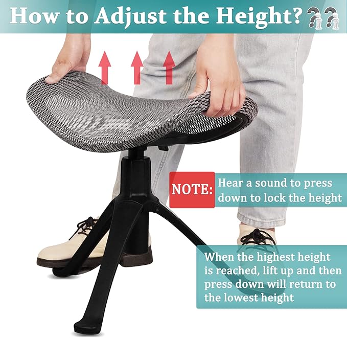 Lilithye Footrest for Desk Adjustable Height 2-in-1 Function Rotatable Ergonomic Under Desk Footrest Ottoman Stool Rolling Leg Rest for Home Office (Gray)