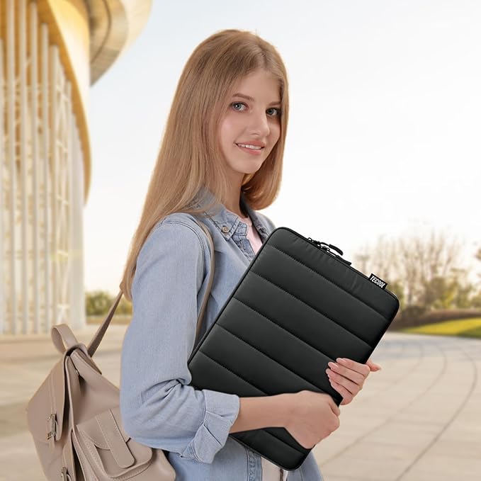 TECOOL Puffy Laptop Case 13.3 inch,13-13.3 inch Laptop Sleeve for MacBook Air 13 inch M5(2026) M4 M3 M2 M1,Macbook Neo 13 A18, Mac Pro 13/Mac Pro 14 M5 Waterproof Notebook Sleeve with Small Case,Black