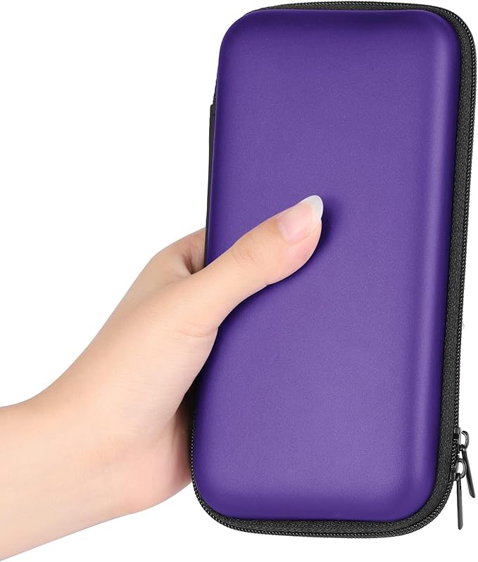 iMangoo Travel Essential Electronics Organizer Charger Case, Shockproof Dual Zipper Power Bank Cables Tech Accessories Pouch Purse, Men & Women Travel Must Have Storage Bag, 6.5x3.2x1 inch Purple