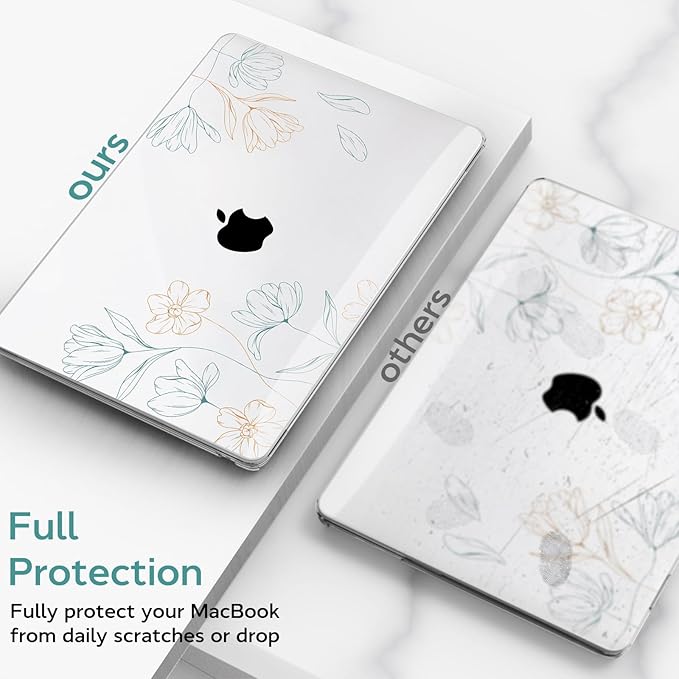 B BELK Compatible with MacBook Air 13 inch Case M5 2026 2025 2024-2022 M4 M3 M2 A3449 A3240 A3113 A2681, Plastic Hard Shell+Keyboard Cover+Screen Protector for MacBook Air 13.6 inch Case,Etched Floral