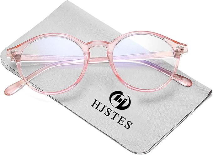 HJSTES Vintage Blue Light Glasses for Women Men Round Bluelight Blocking Glasses Thick TR90 Frame Eyeglasses