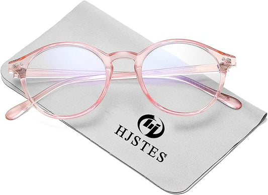 HJSTES Vintage Blue Light Glasses for Women Men Round Bluelight Blocking Glasses Thick TR90 Frame Eyeglasses