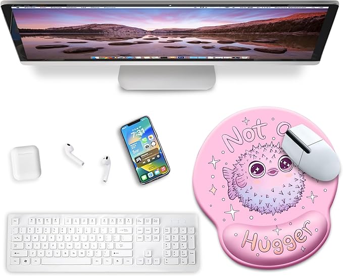 Mouse Pad with Wrist Rest, Pufferfish Ergonomic Mousepad Wrist Support for Desk, Cute Animial Gaming Mousepads for Wireless Mouse Funny Computer Work Home Desk Accessories Office Supplies Decor